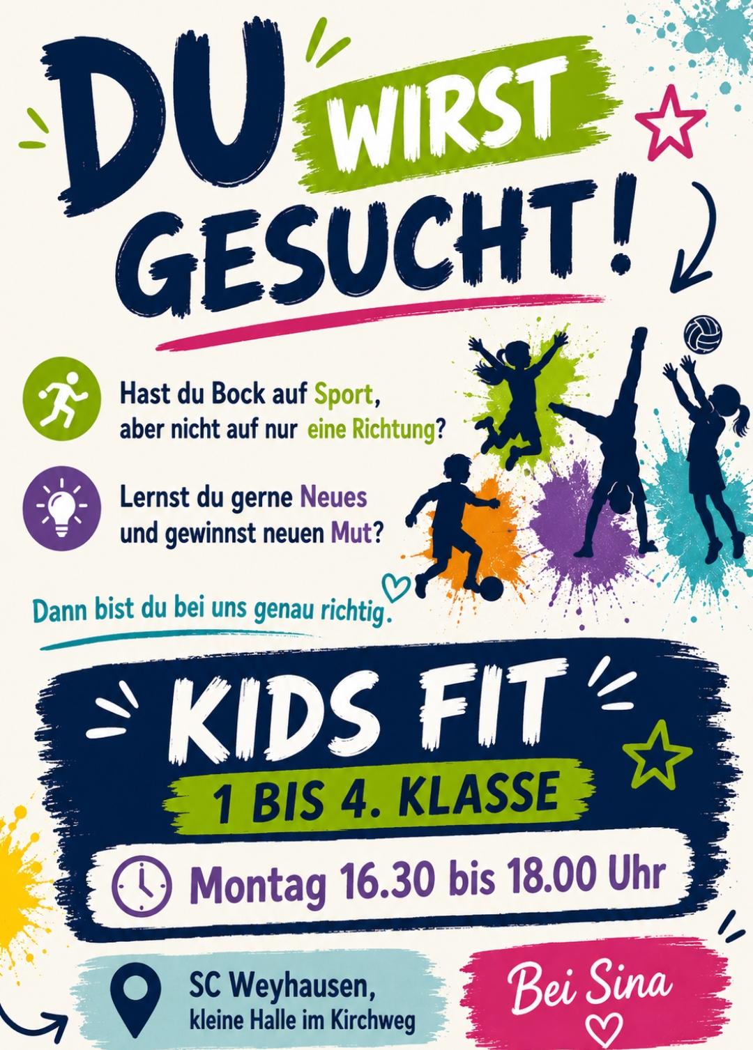 Du wirst gesucht! Kids Fit für die 1.–4. Klasse